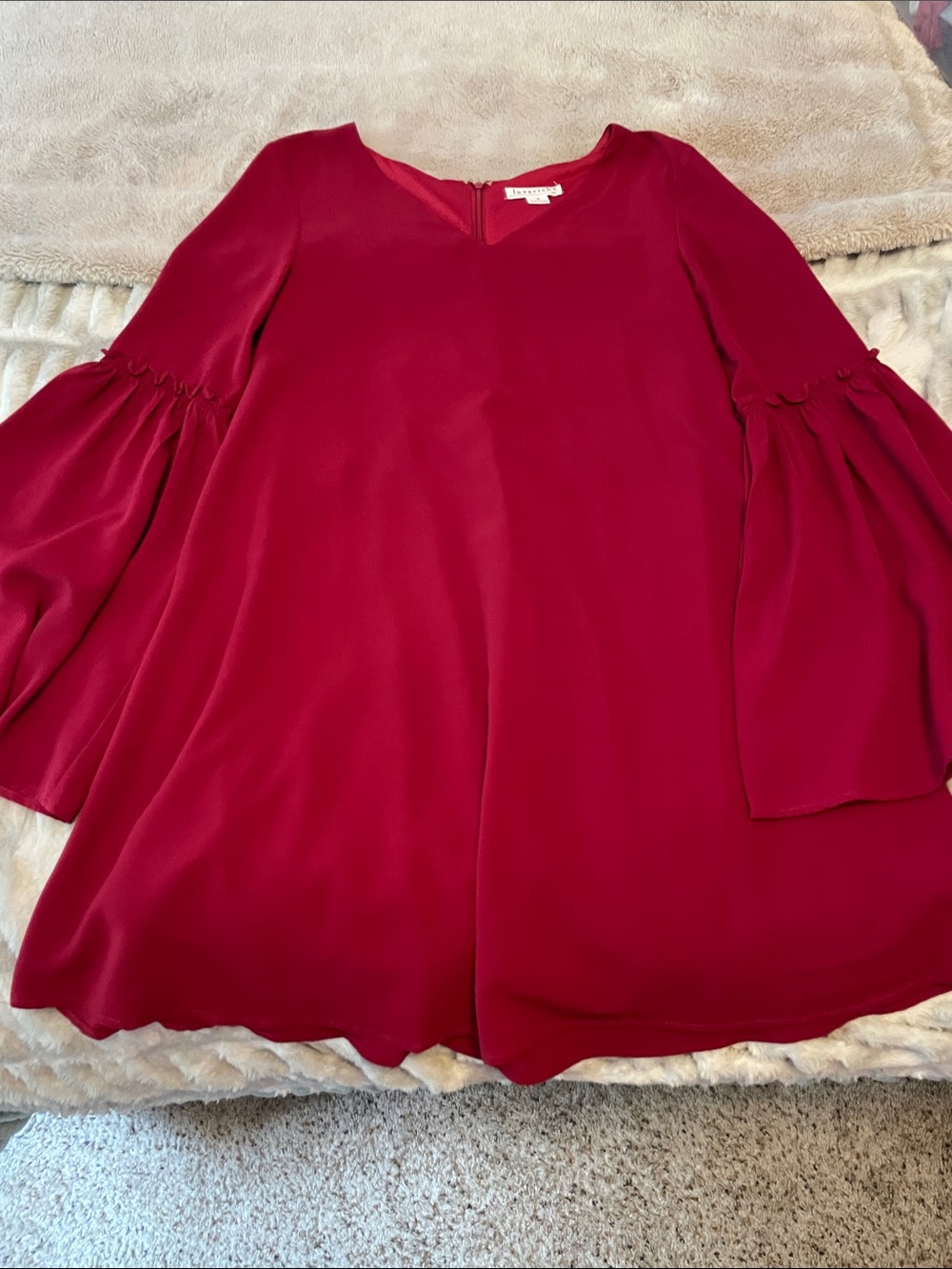 Love Riche Deep Red Bell Sleeve Tunic